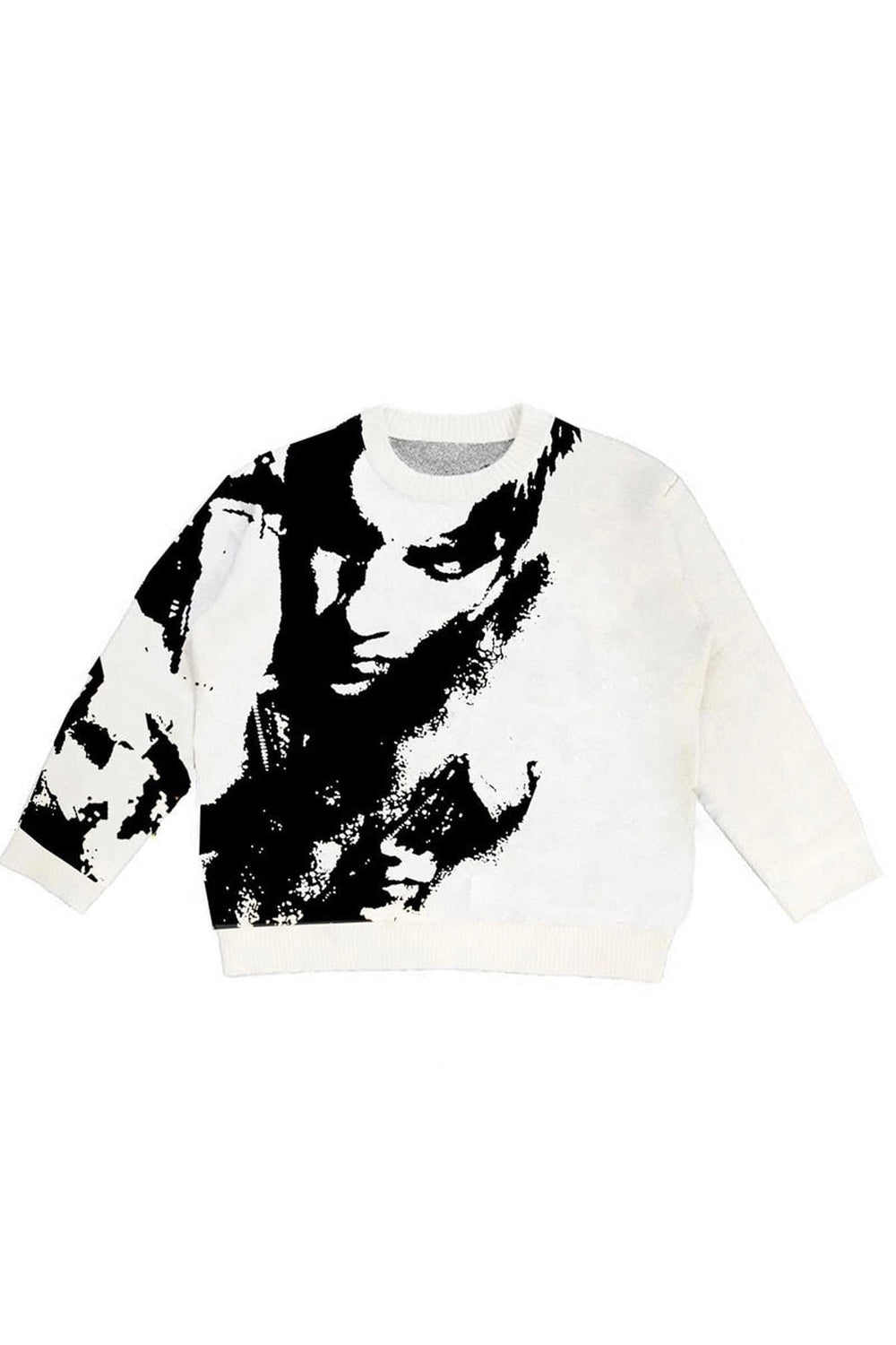 Abstract Face Graphic Sweater - Sweaters