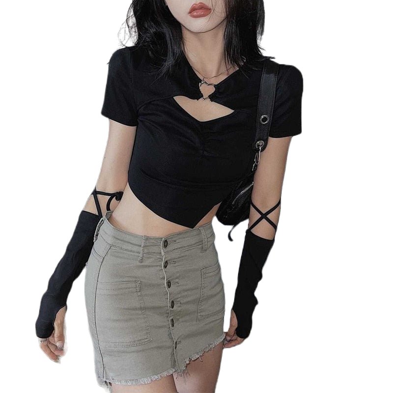 Aesthetic Hollow Out Casual Crop Top - Crop Tops