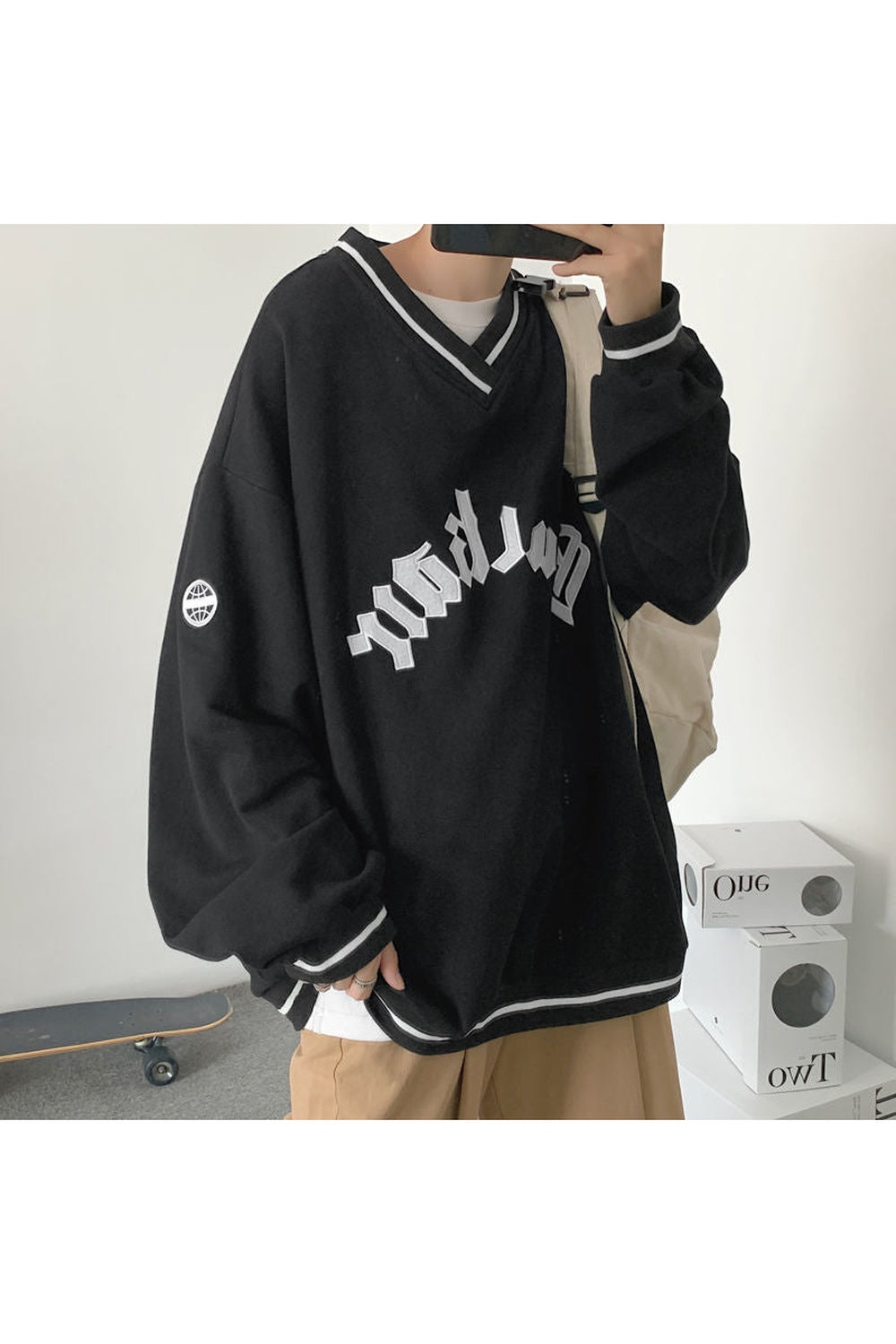 Aesthetic Letter Print Oversize Sweatshirt - Sweatshirts