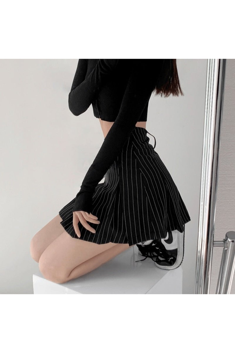 Aesthetic Pleated Striped Mini Skirt - Skirts