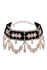 Aesthetic Rhinestone Flower Necklace Gold Shoptery