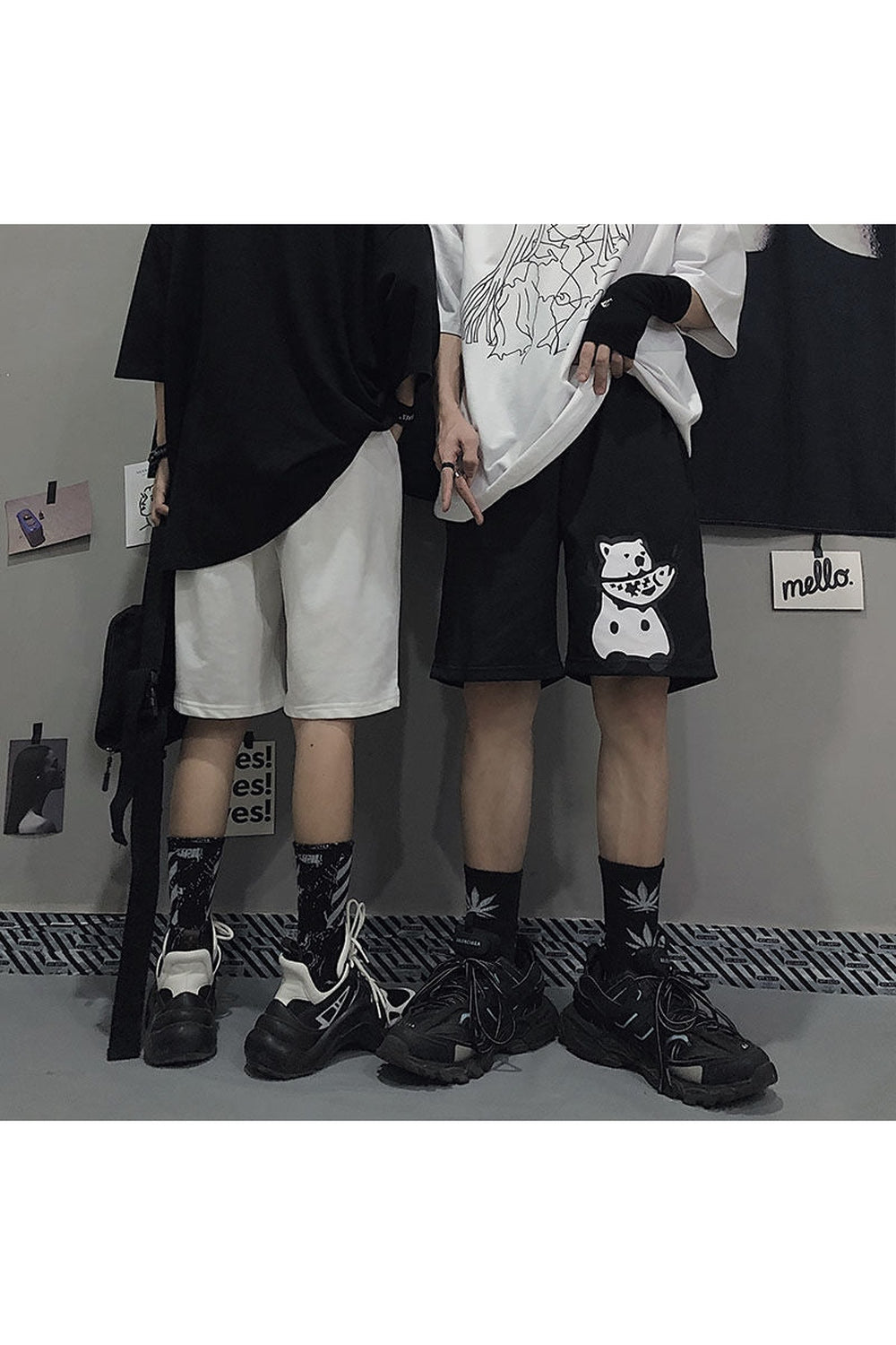 Alt Bear Print Shorts Shoptery