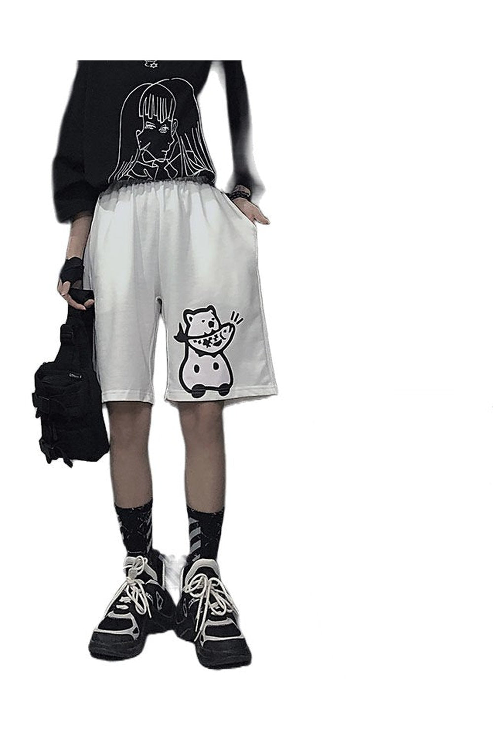 Alt Bear Print Shorts white Shoptery