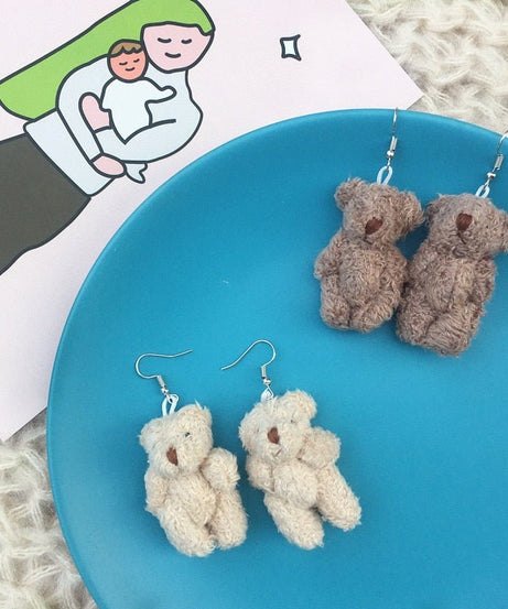 Alt Cute Plush Bear Earrings - Earrings