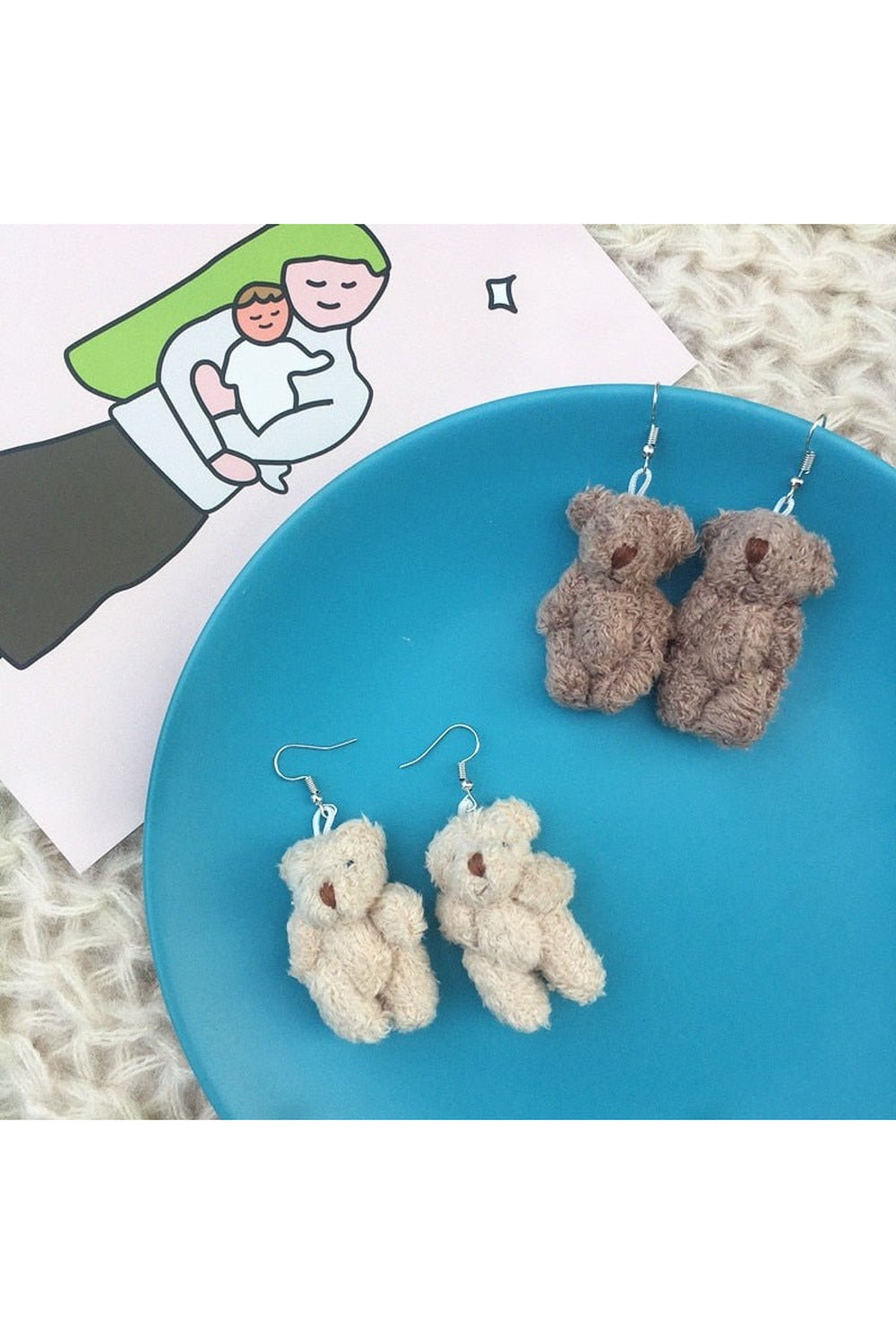 Alt Cute Plush Bear Earrings - Earrings