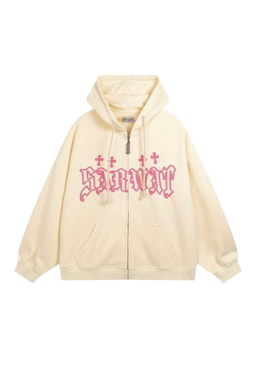 Fall Alt Cute Zip Up Hoodie beige Shoptery