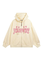 Fall Alt Cute Zip Up Hoodie beige Shoptery