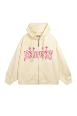 Fall Alt Cute Zip Up Hoodie beige Shoptery