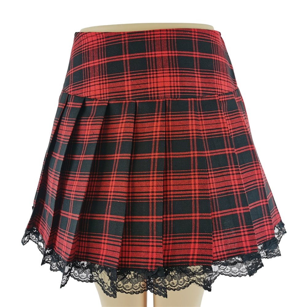 Alt Lace Plaid Skirt - Skirts