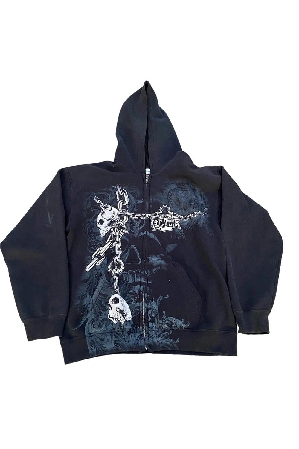 Alt Skull Print Zip Up Hoodie -