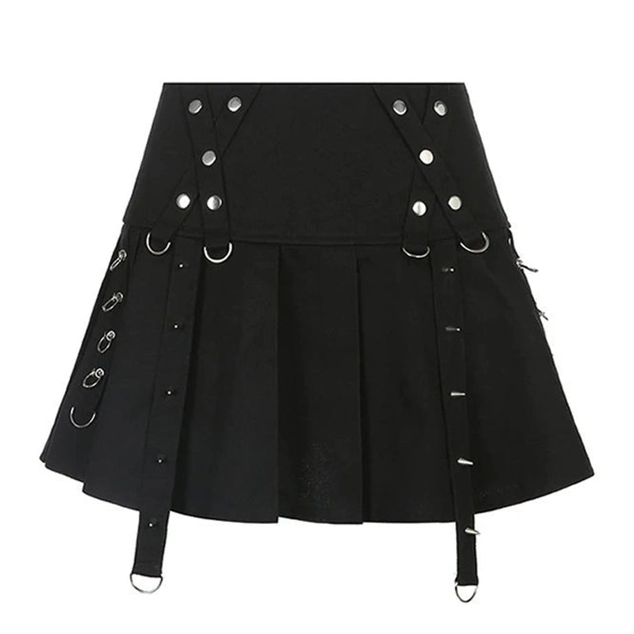 Alt Style Pleated Mini Skirt Black Shoptery