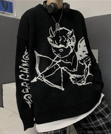 Angelcore Print Knitted Sweater - Sweaters