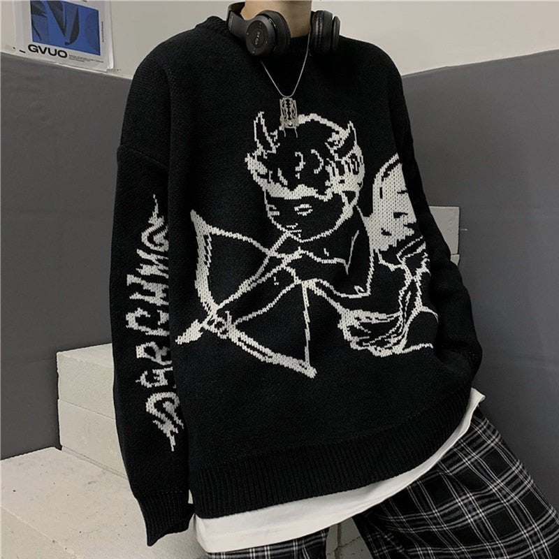 Angelcore Print Knitted Sweater - Sweaters