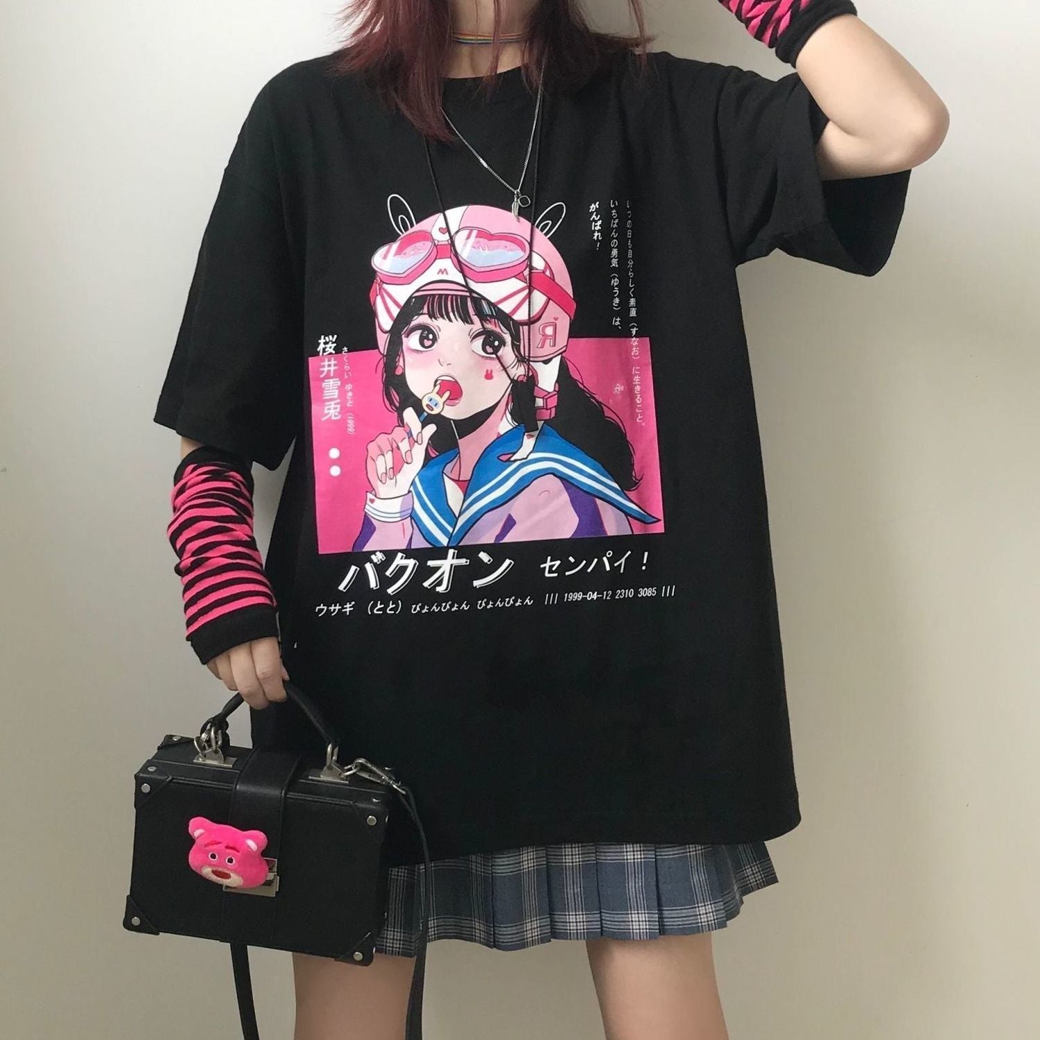 Anime Harajuku Black T-shirt - T-shirts