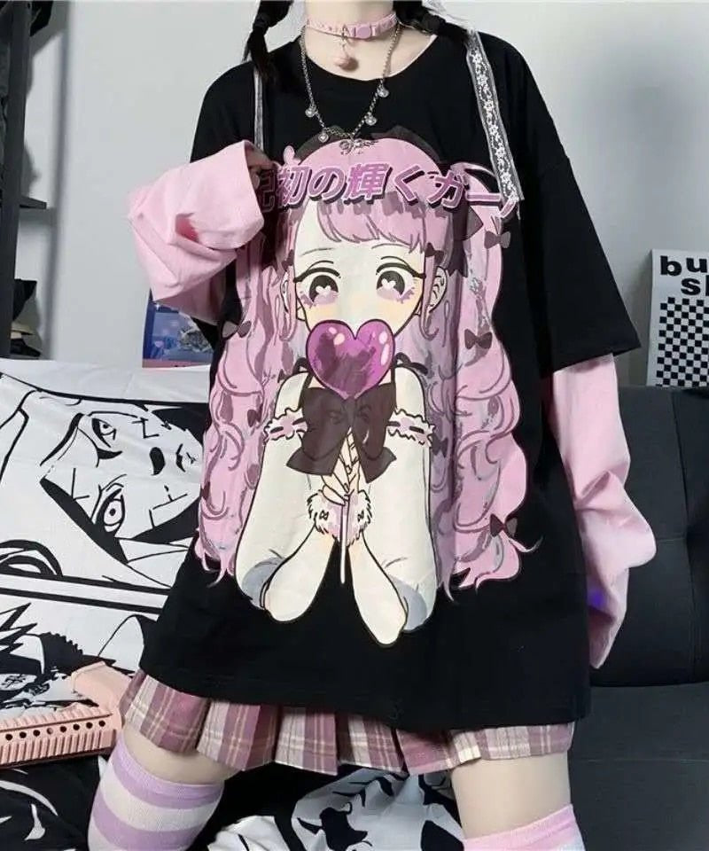 Anime Harajuku Loose Kawaii Sweatshirt - Sweatshirts