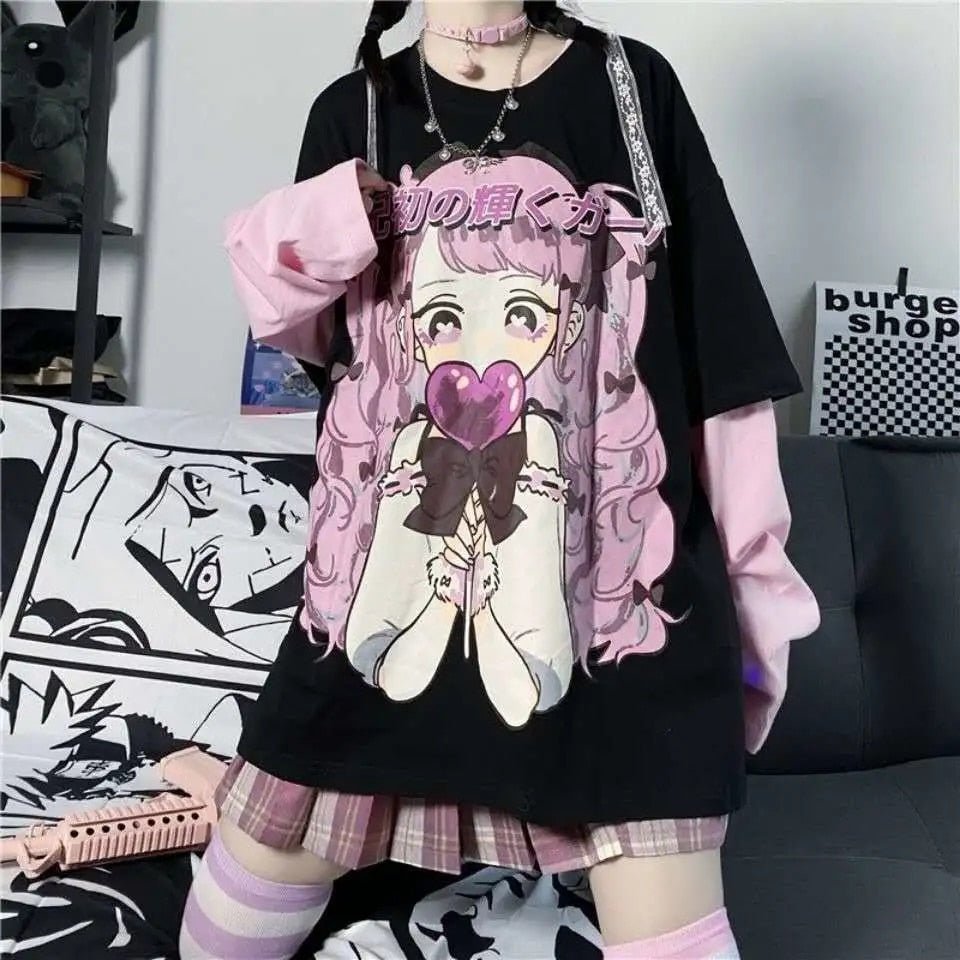Anime Harajuku Loose Kawaii Sweatshirt - Sweatshirts