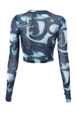 Aqua Swirl Crop Top Shoptery