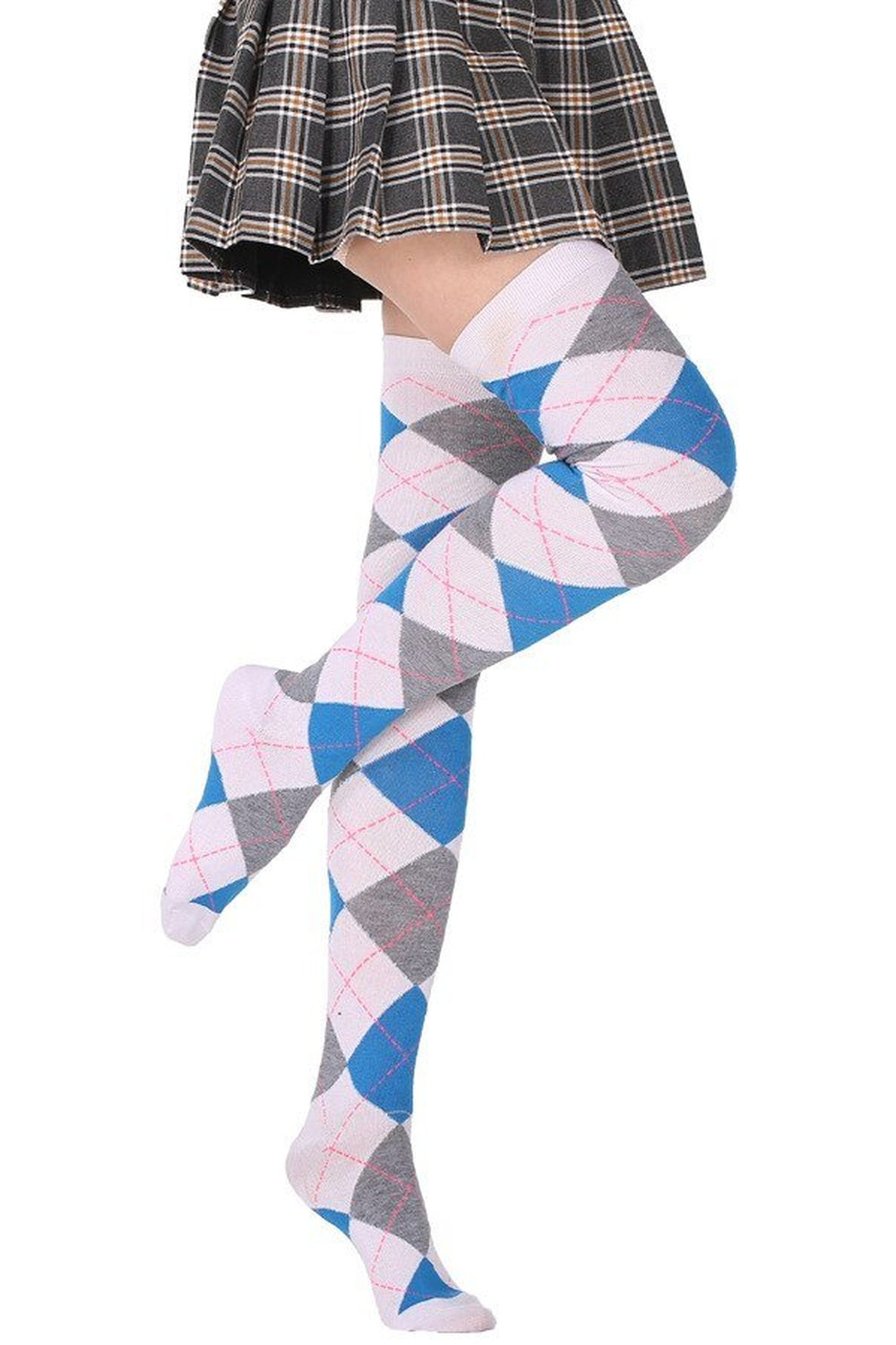 Argyle High Elastic Stockings 05 One Size Shoptery