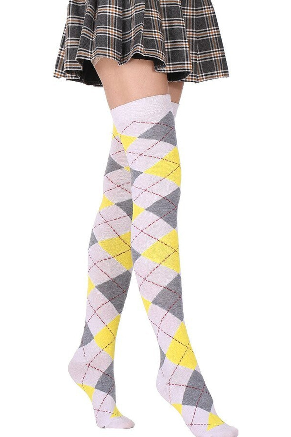 Argyle High Elastic Stockings 06 One Size Shoptery