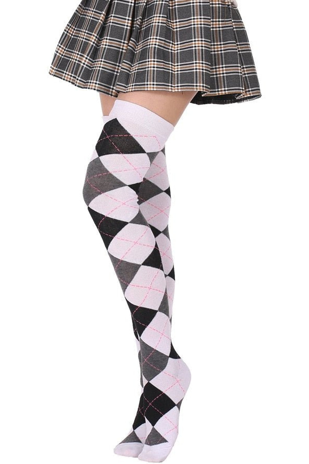 Argyle High Elastic Stockings Shoptery