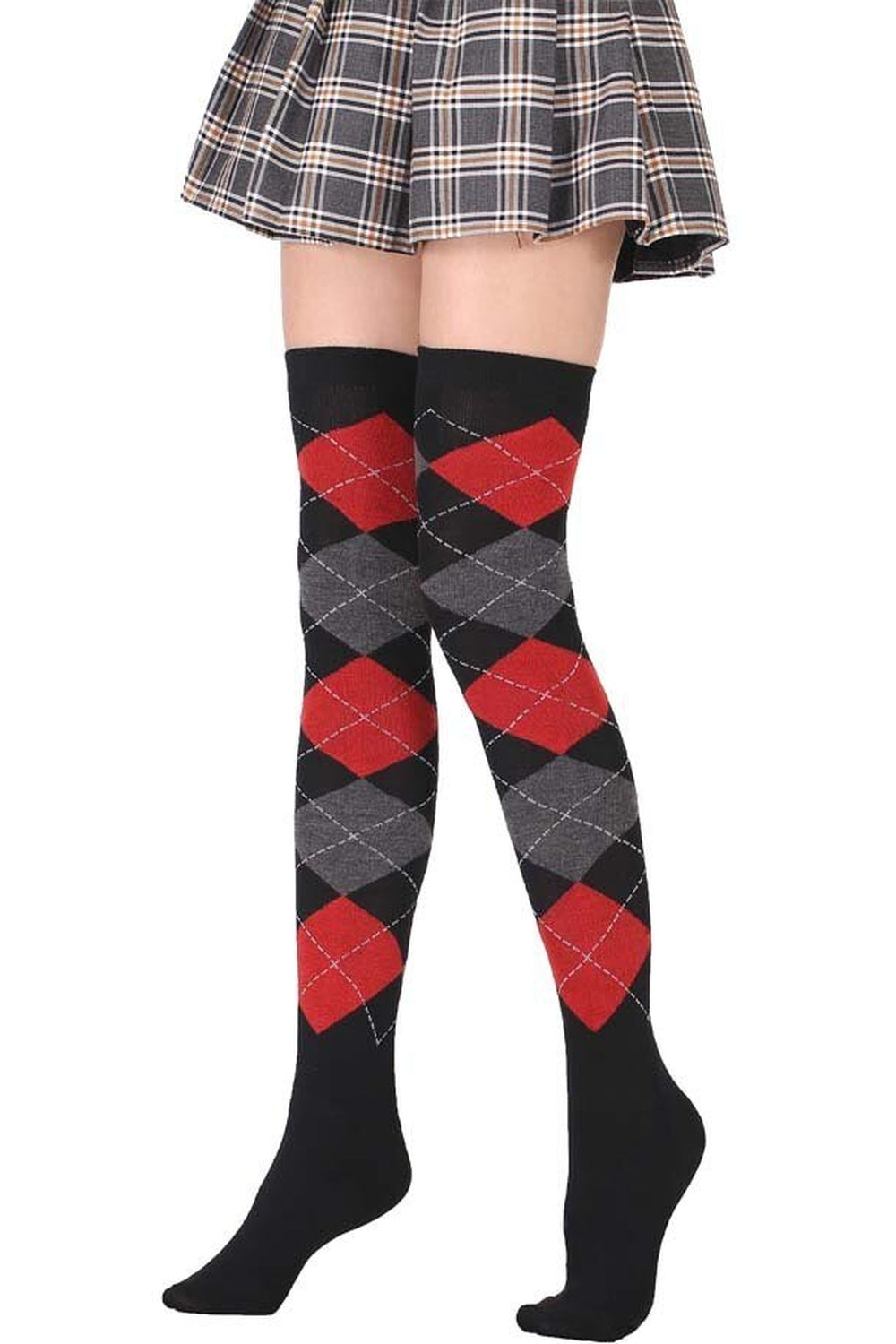 Argyle High Elastic Stockings 04 One Size Shoptery