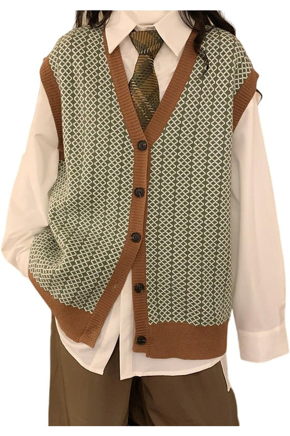 Argyle Sweater Vest Cardigan - Cardigans