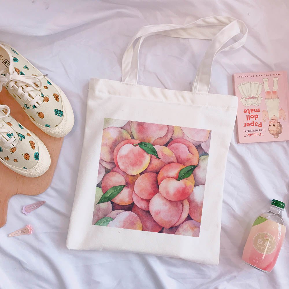 Art Hoe Shopping bag with peach print - Bags