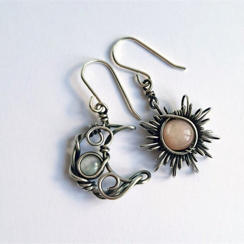 Art Hoe Sun and Moon Earrings - Earrings
