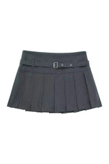 Retro Autumn Chic Short Zipper Skirt Solid Dark Gray Shoptery