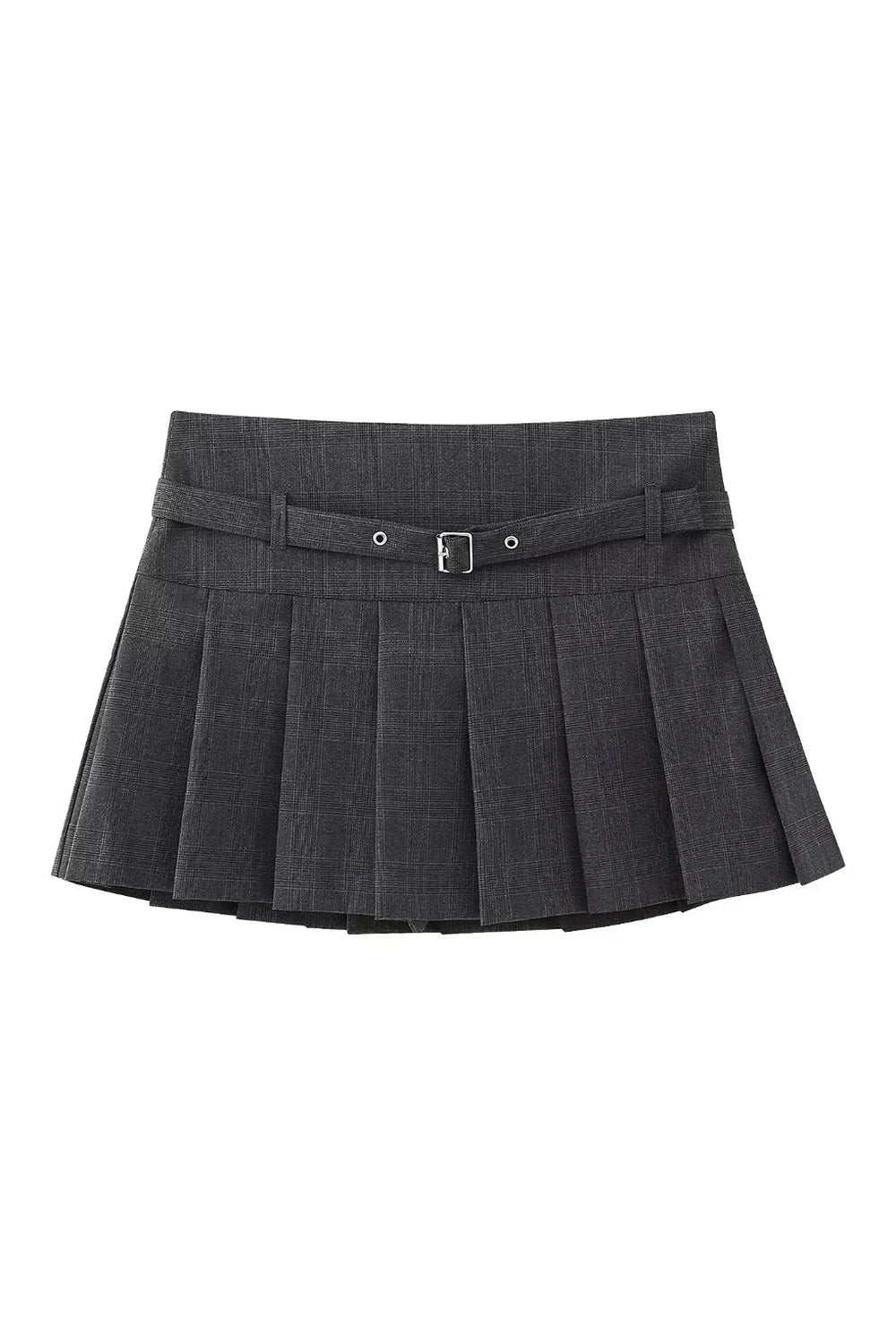 Retro Autumn Chic Short Zipper Skirt Plaid Dark Gray Shoptery