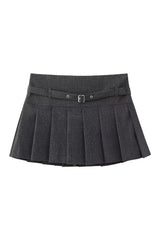 Retro Autumn Chic Short Zipper Skirt Plaid Dark Gray Shoptery