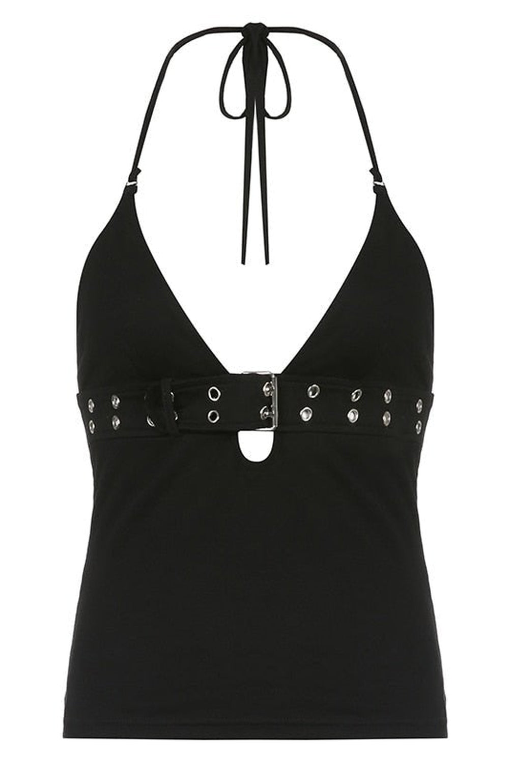 Backless Hollow Out Black Camisole - Crop Tops