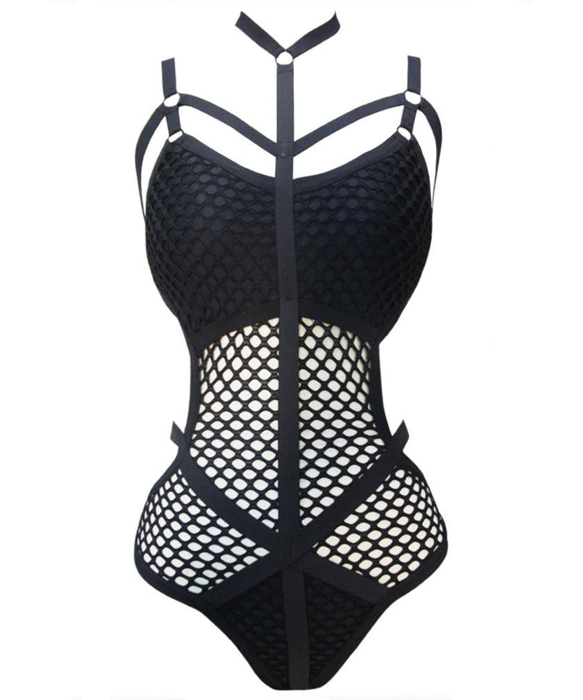 Baddie Aesthetic Fishnet Swimsuit - Swimsuits