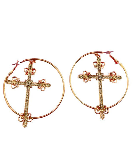 Baddie Crystal Cross Earrings - Earrings