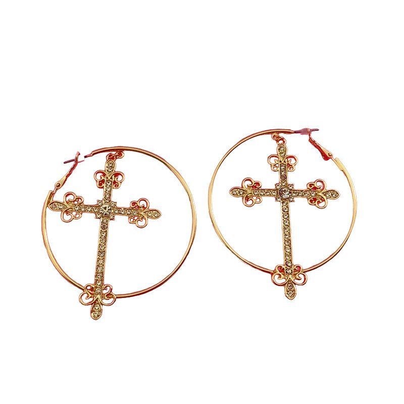 Baddie Crystal Cross Earrings - Earrings