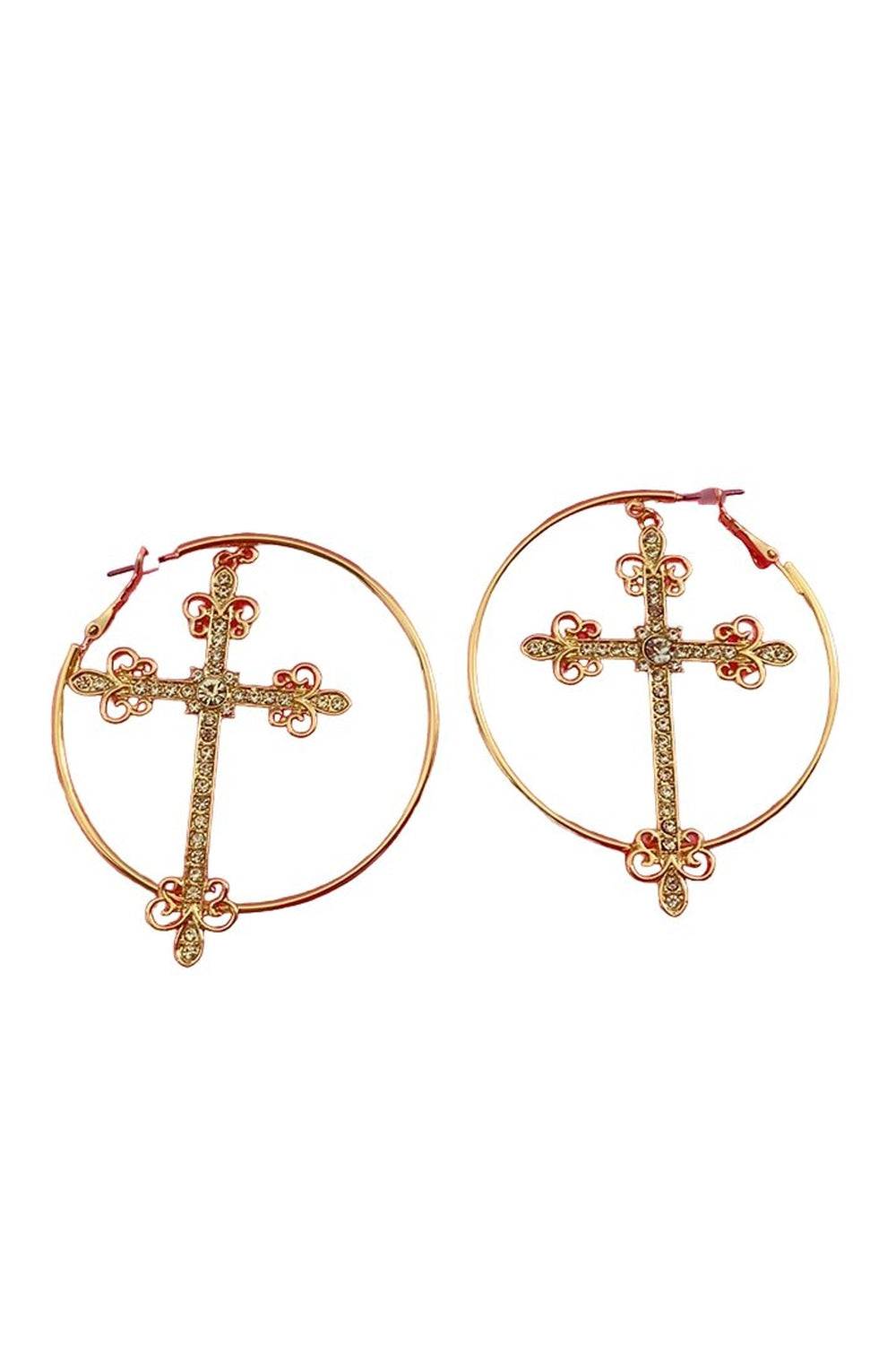 Baddie Crystal Cross Earrings - Earrings