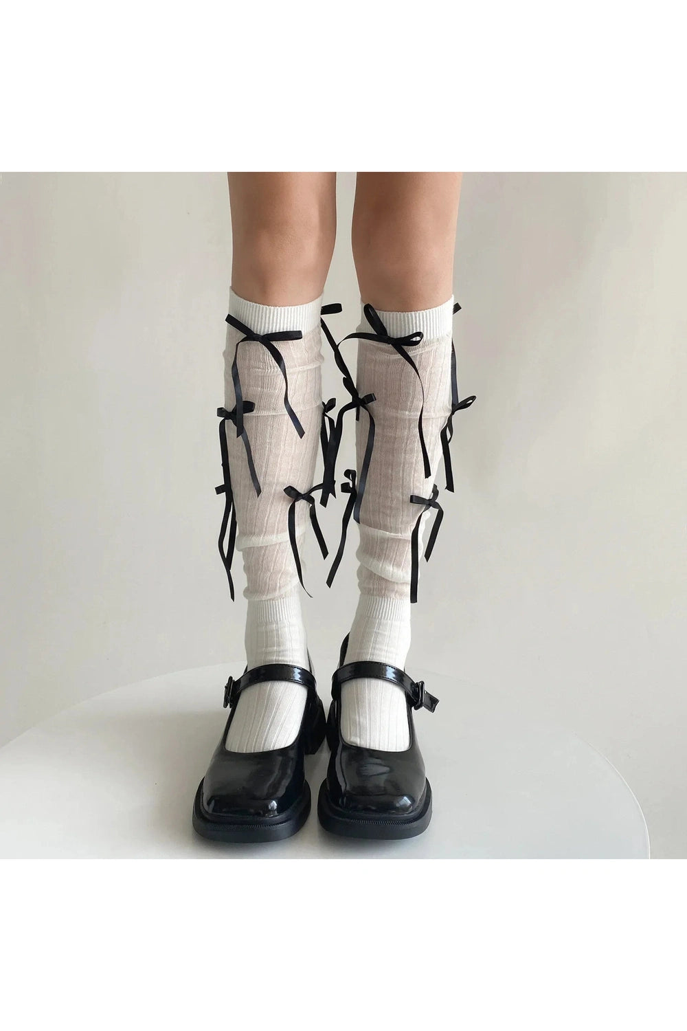 Acubi Knee Socks milkywhite and black One Size Shoptery