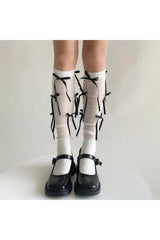 Acubi Knee Socks milkywhite and black One Size Shoptery