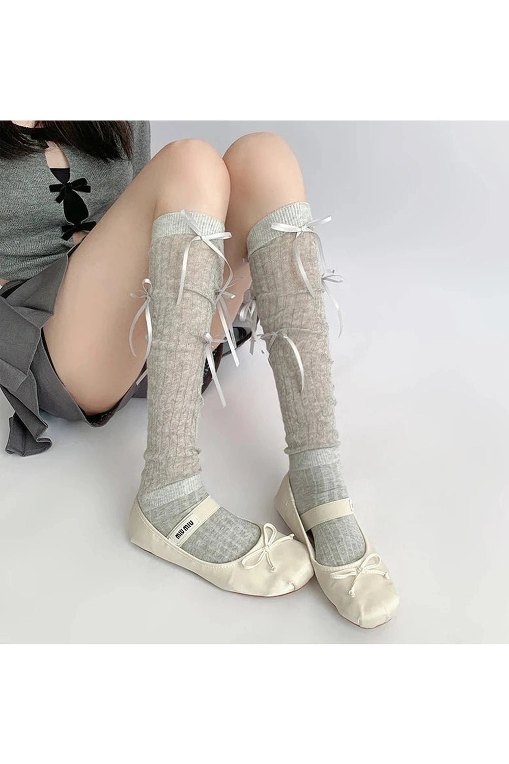 Acubi Knee Socks light gray One Size Shoptery