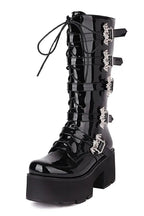Boots – Bat Buckle – Alternative – Modern Design Patent Leather CHINA Shoptery