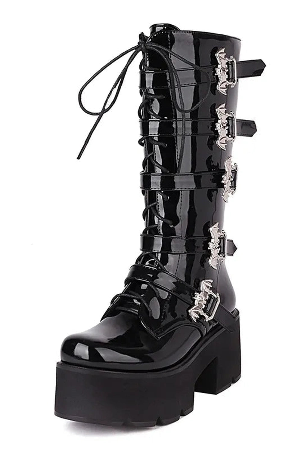Boots – Bat Buckle – Alternative – Modern Design Patent Leather CHINA Shoptery