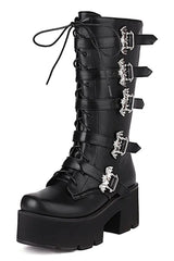 Bat Buckle Alt Gothic Boots PU Leather CHINA Shoptery