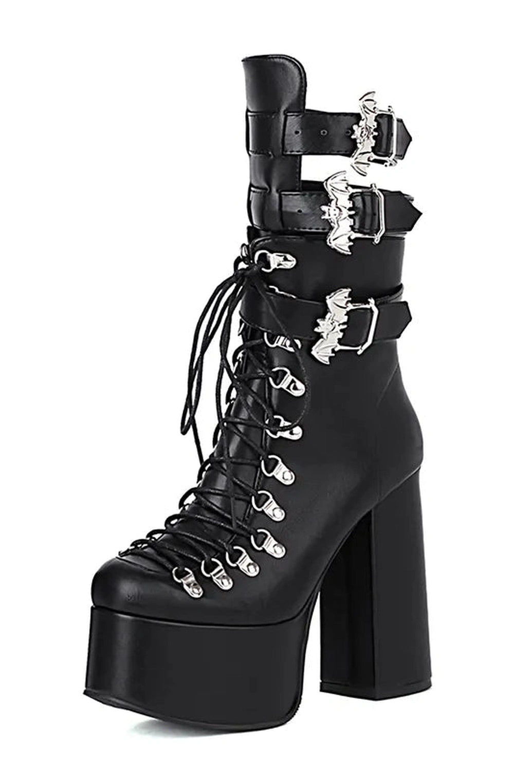 Bat Wing Alt Mid Boots PU Leather CHINA Shoptery