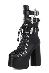 Bat Wing Alt Mid Boots PU Leather CHINA Shoptery