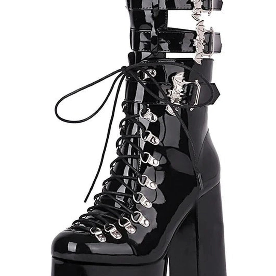 Bat Wing Alt Mid Boots Patent Leather CHINA Shoptery