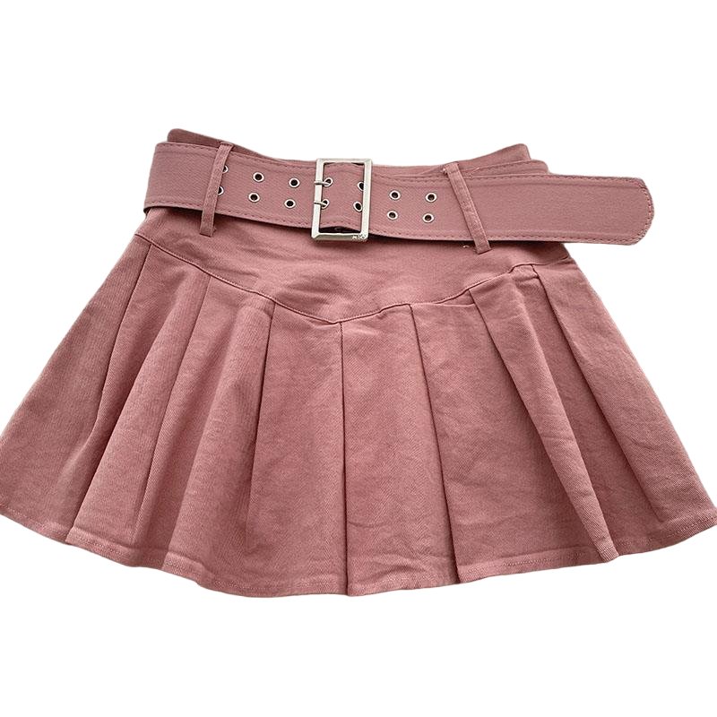 Belted High Waist Skirt - Skirts