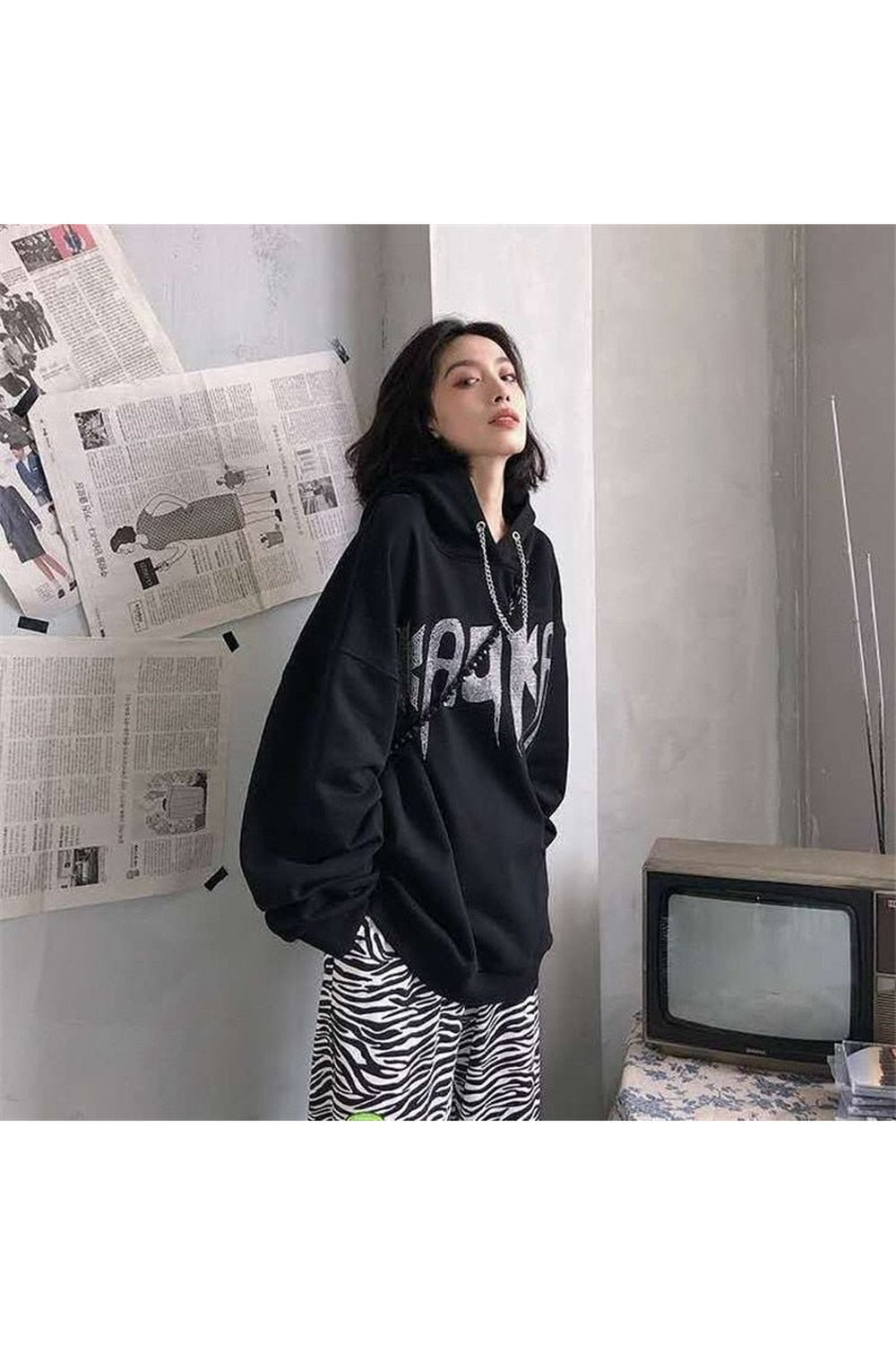 Fall Black E-Girl Hoodie Black Shoptery