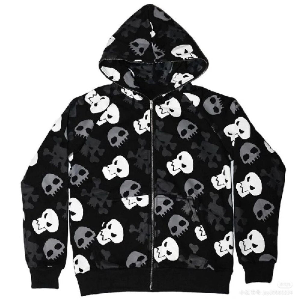 Black Emo Skull Hoodie - Hoodies