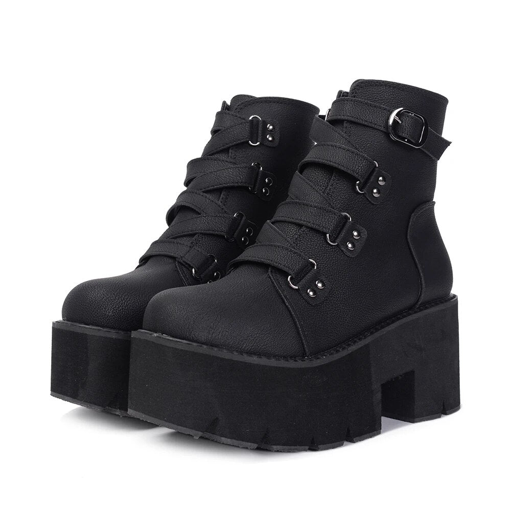 Black Gothic Chunky Boots -