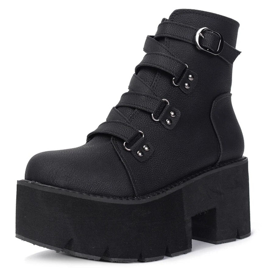 Alt Black Gothic Chunky Boots Shoptery